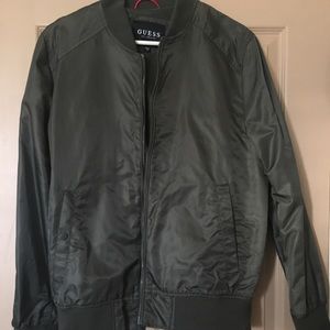 guess dark olive green bomber jacket